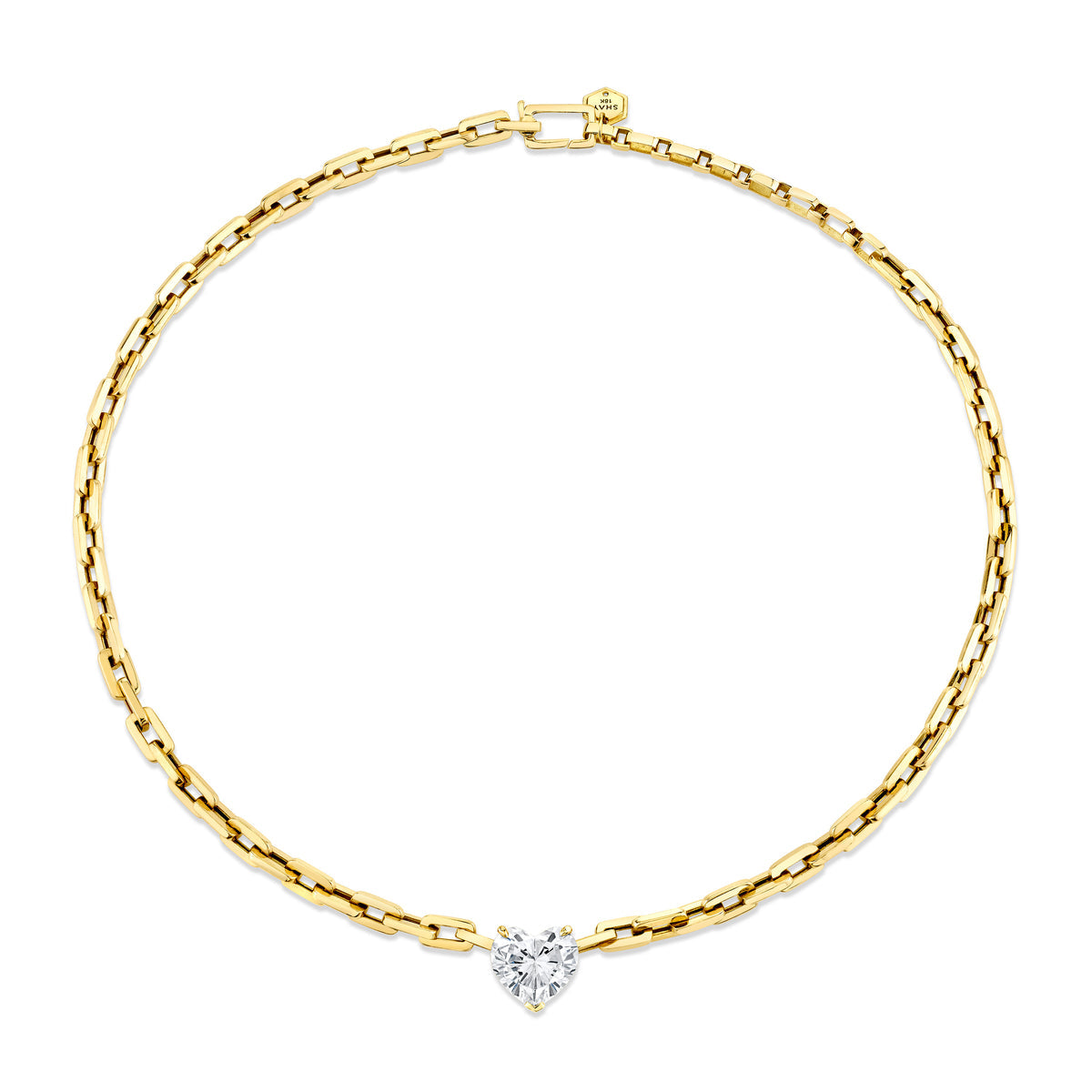 DIAMOND HEART GOLD LINK NECKLACE