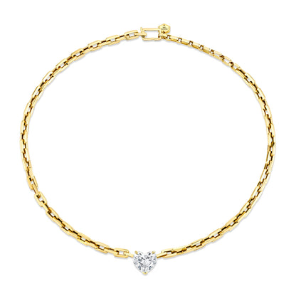 DIAMOND HEART GOLD LINK NECKLACE