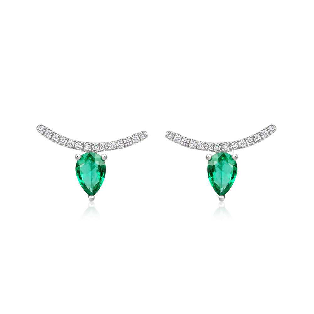 Terri Emerald Pear & Diamond Earrings