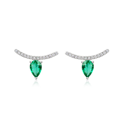 Terri Emerald Pear & Diamond Earrings
