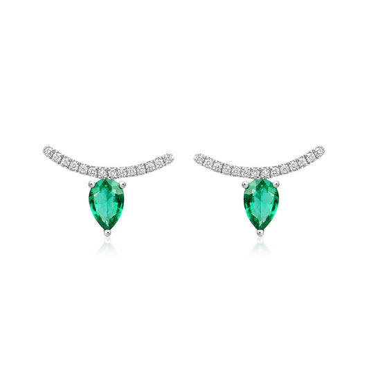 Terri Emerald Pear & Diamond Earrings