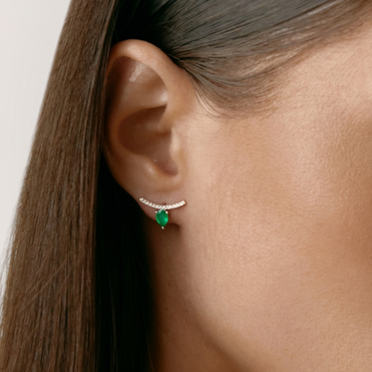 Terri Emerald Pear & Diamond Earrings