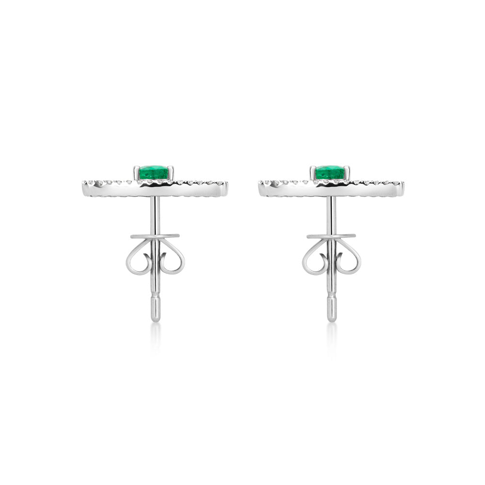 Terri Emerald Pear & Diamond Earrings
