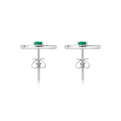 Terri Emerald Pear & Diamond Earrings