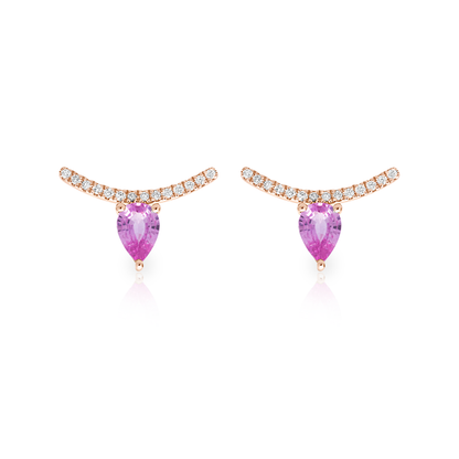 Terri Pink Sapphire Pear & Diamond Earrings