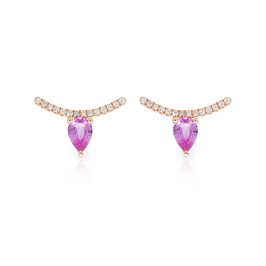 Terri Pink Sapphire Pear & Diamond Earrings