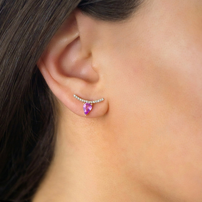 Terri Pink Sapphire Pear & Diamond Earrings